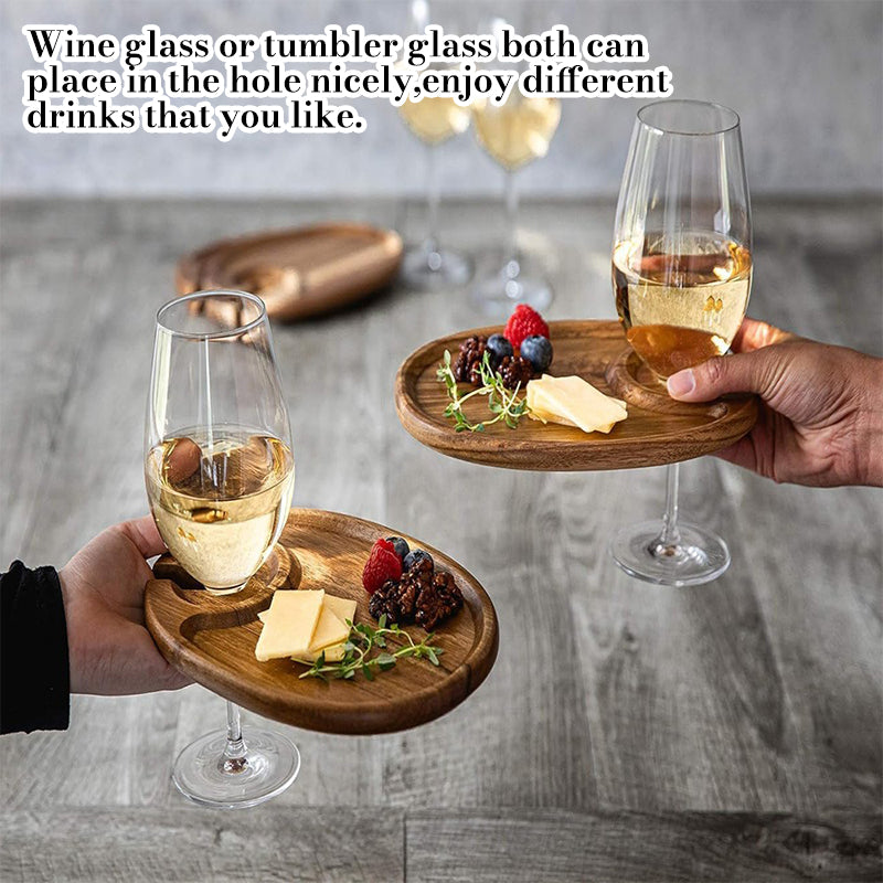 Stylish Snack Plate with Wine Glass Holder