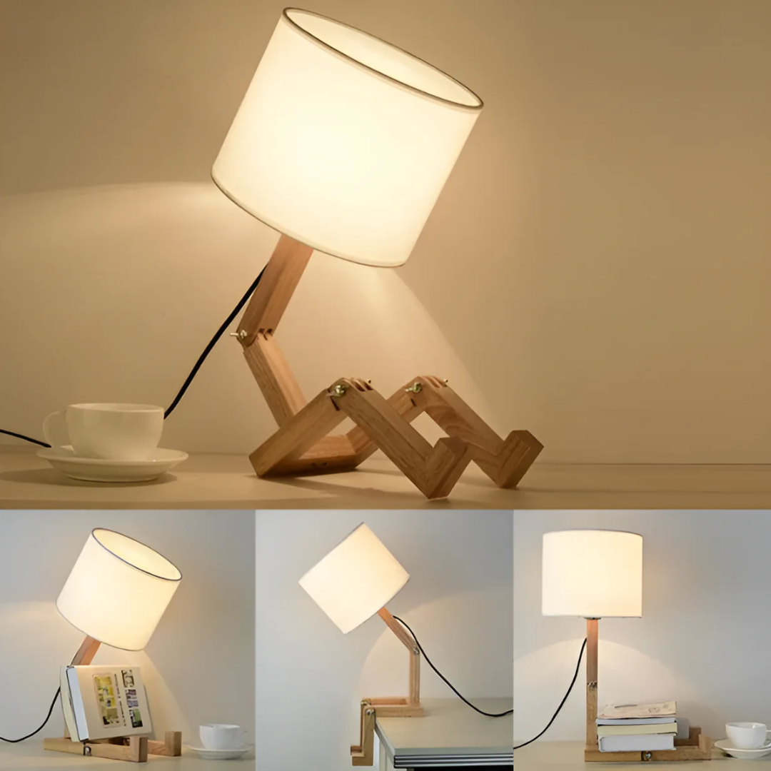 Stylish Wooden Desk Lamp With Linen Shade