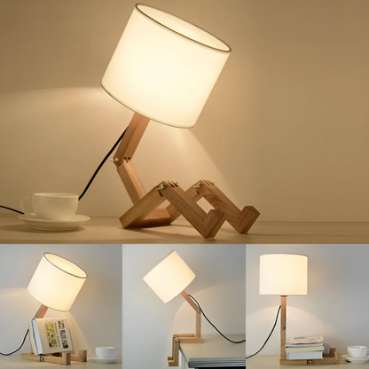 Stylish Wooden Desk Lamp With Linen Shade