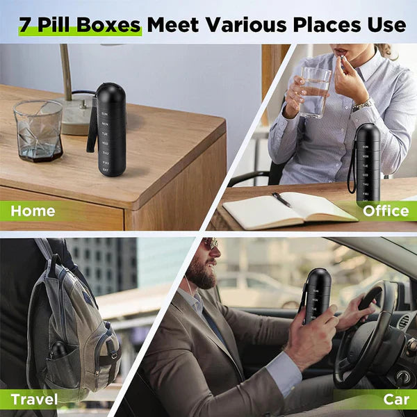 Waterproof Daily Pill Box with 7 Storage Compartments
