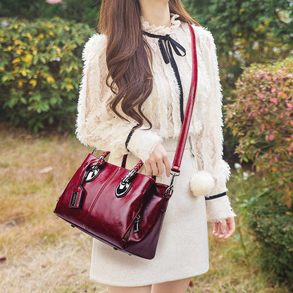 Luxury Wax Leather Boston Tote Bag