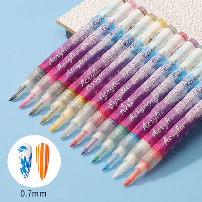 Fesara | Slim 12 Shade Curved Nail Art Pen