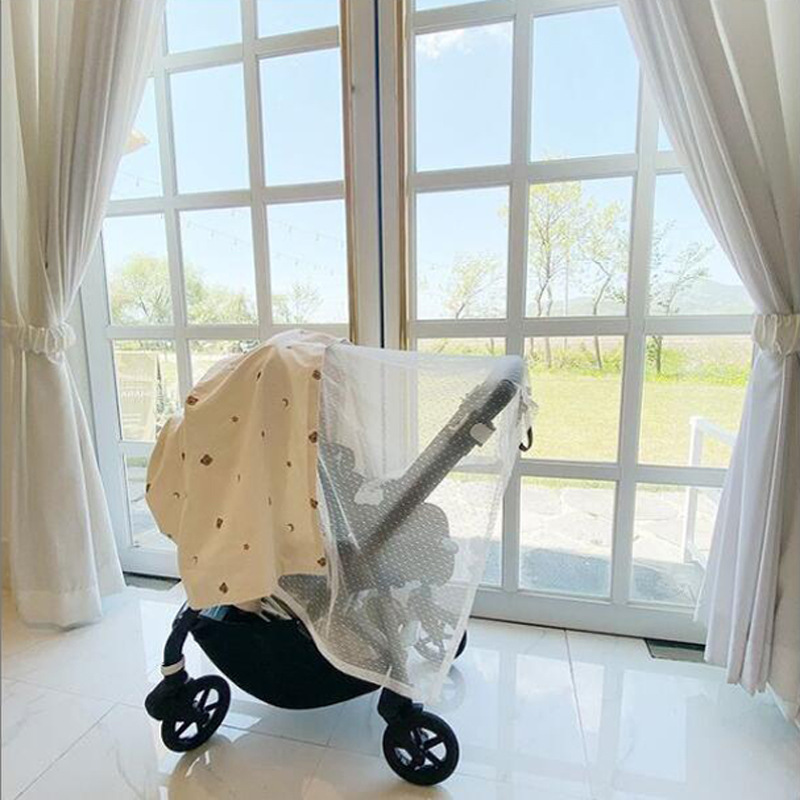 Baby Stroller Canopy with Muslin Fabric & Bug Net