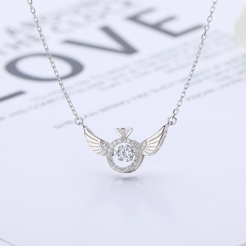 Sparkly Wing Crystal Pendant Necklace