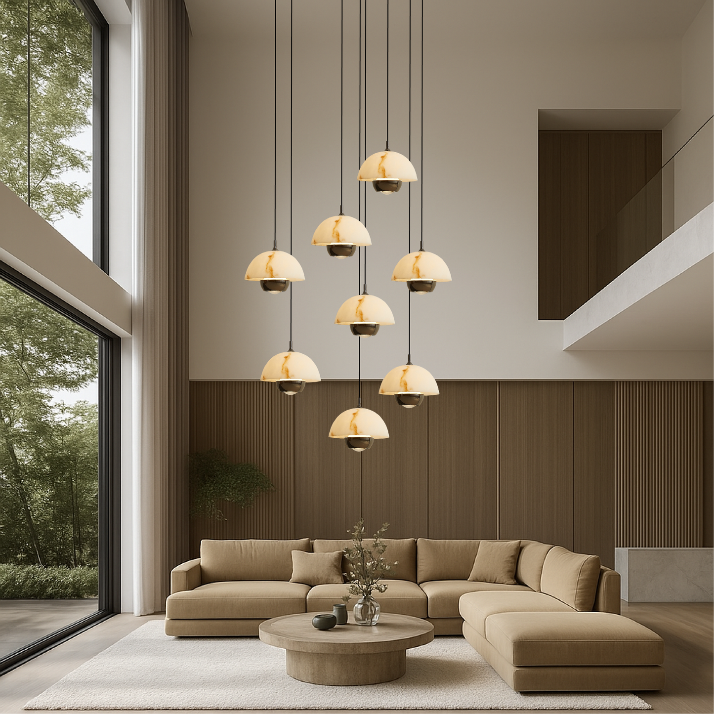 8 Heads Natural Marble Stair Chandelier 1