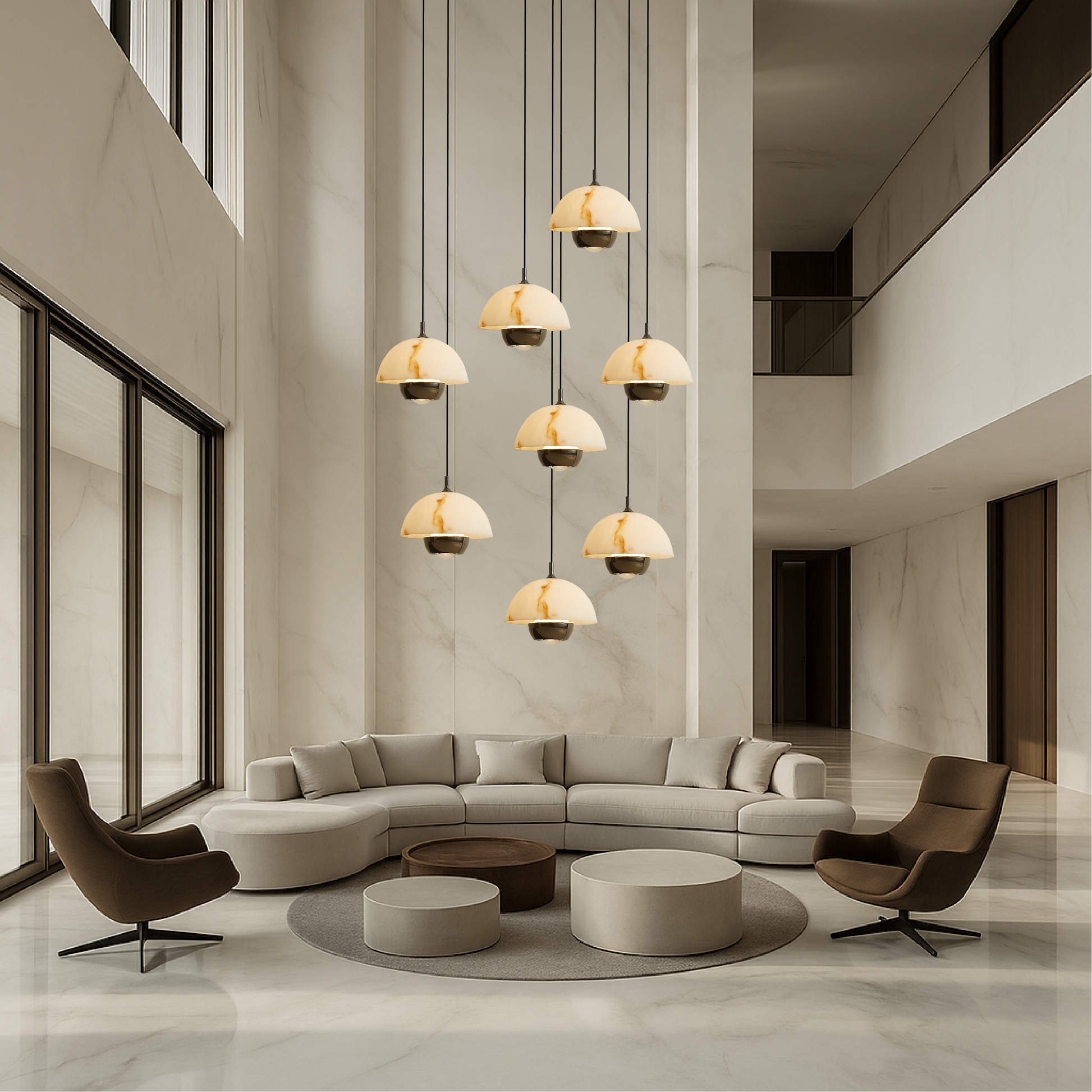 8 Heads Natural Marble Stair Chandelier 4