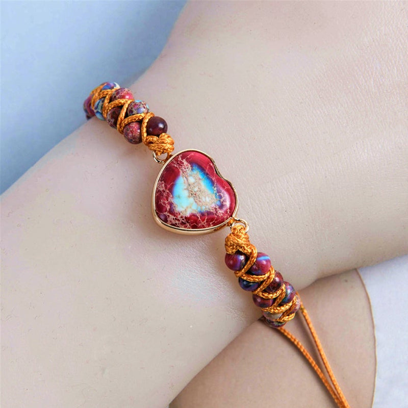 Beautiful Heart Shaped Jasper Jewelry Bracelet