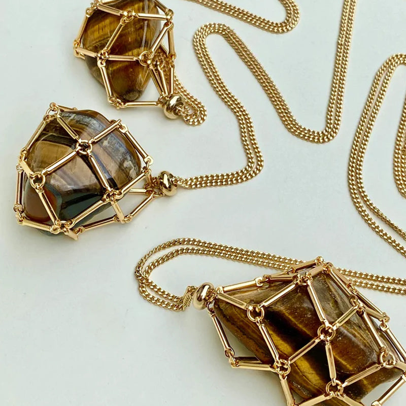 Sparkling Gemstone Crystal Pendant Necklace