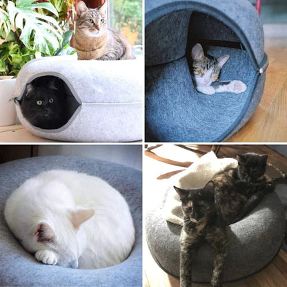 Cozy Donut Cat Bed – Plush Material, Anti-Slip Base, 20-Inch Diameter, Ideal for Relaxation and Play-6