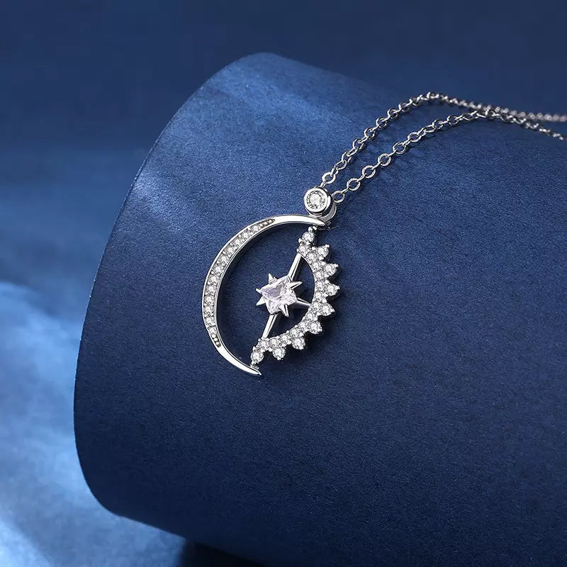 Celestial Moon Star Pendant Necklace