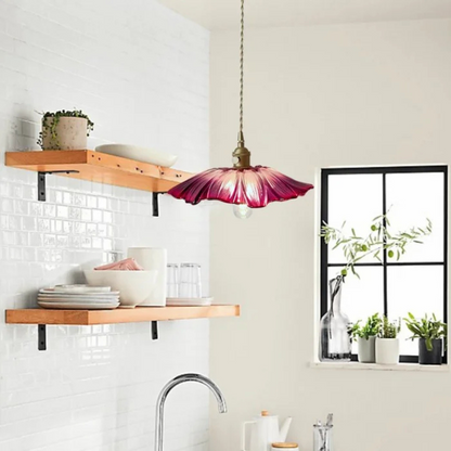 Vintage Floral Hanging Glass Lamp