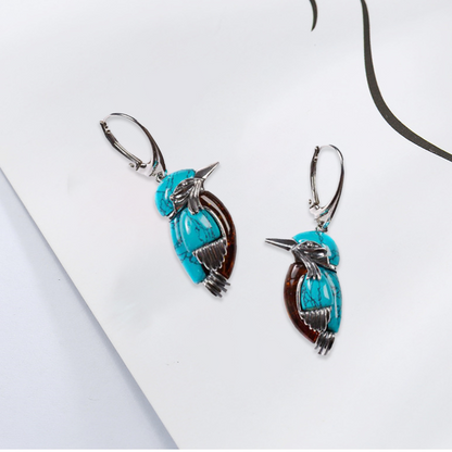 Unique Blue Bird Drop Earrings