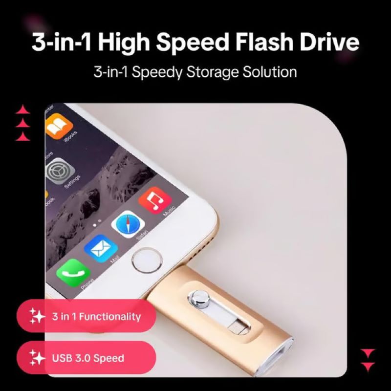 Portable 3 in 1 USB Flash Drive for Phone and PC