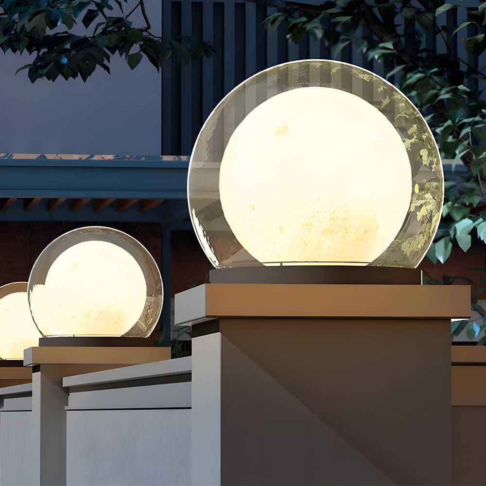 Variant image for Modern Outdoor Solar Pillar Lamp - Weatherproof Garden Light with Dual-Layer Moonlight Design-3