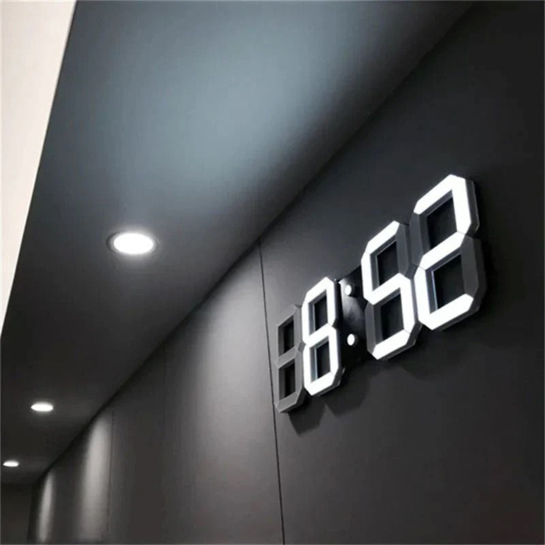 Stylish 3D LED Wall Clock – Large Digital Display - Fesara