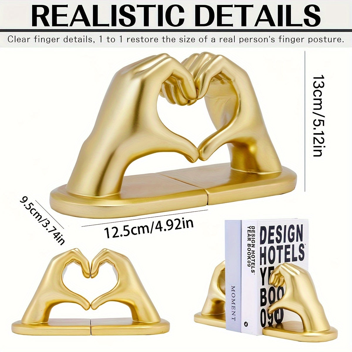 Elegant Heart Shaped Book Ends in Rose Gold