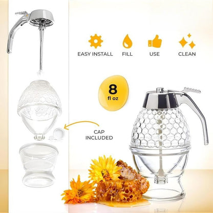Easy-Pour Glass Honey Jar