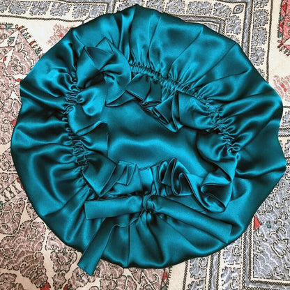 Soft Silk Sleep Cap with Satin Ribbon