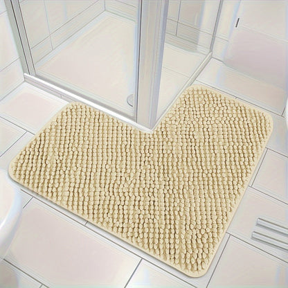 Soft L-Shaped Bathroom Mat with Anti-Slip Bottom