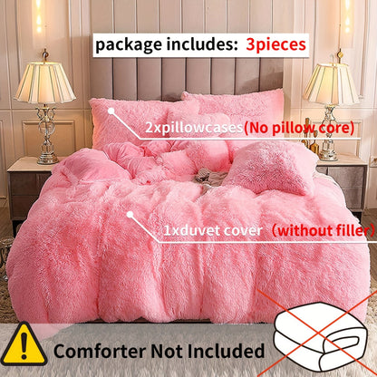 Cozy Fesara Plush Duvet Cover Set with Zipper