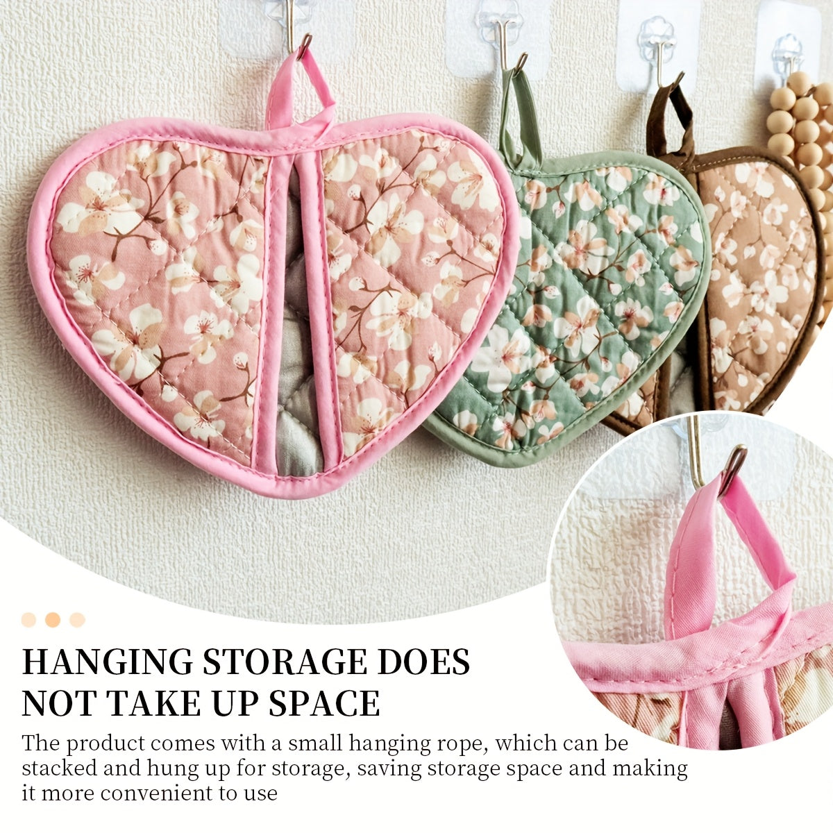 Heat Resistant Oven Mitts with Cute Heart Grip Pads