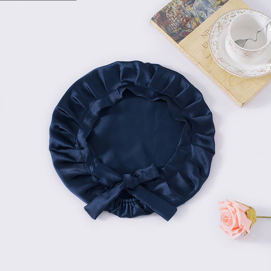 Soft Silk Sleep Cap with Satin Bows - Fesara