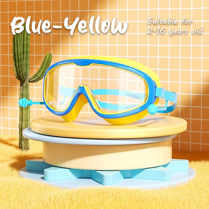 Kids Large Frame Clear Swim Goggles Waterproof Anti Fog