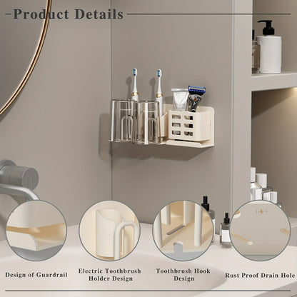 Wall Mount Electric Toothbrush Holder with Drip Tray