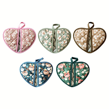 Heat Resistant Oven Mitts with Cute Heart Grip Pads