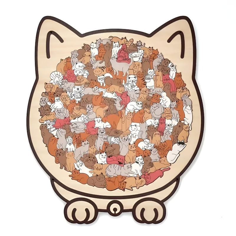 Charming Wooden Kitty Jigsaw Puzzle Set