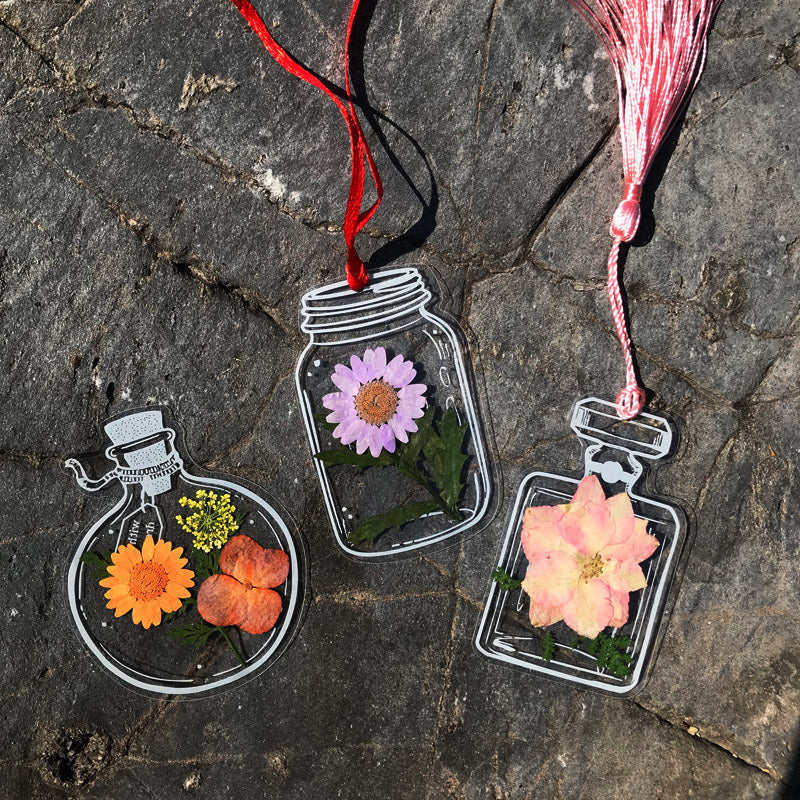 Clear Floral Paper Bookmark
