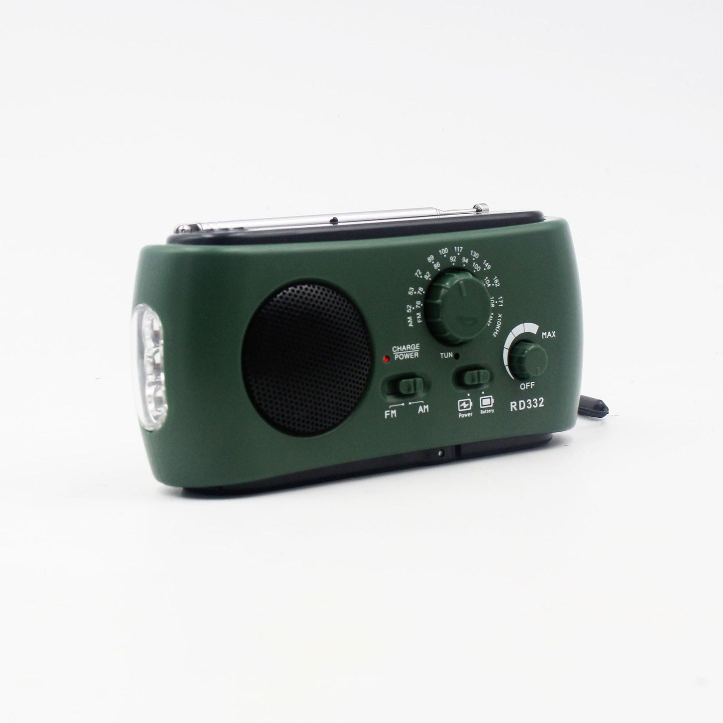 Compact Outdoor Radio with USB Charger and Flashlight