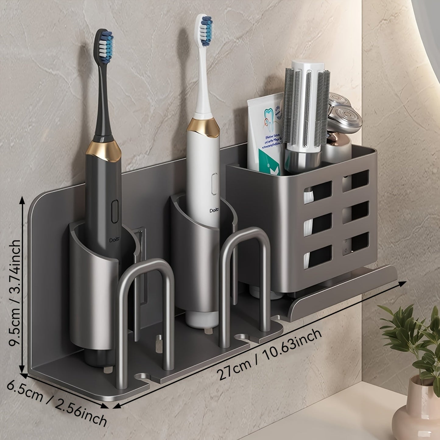 Wall Mount Electric Toothbrush Holder with Drip Tray
