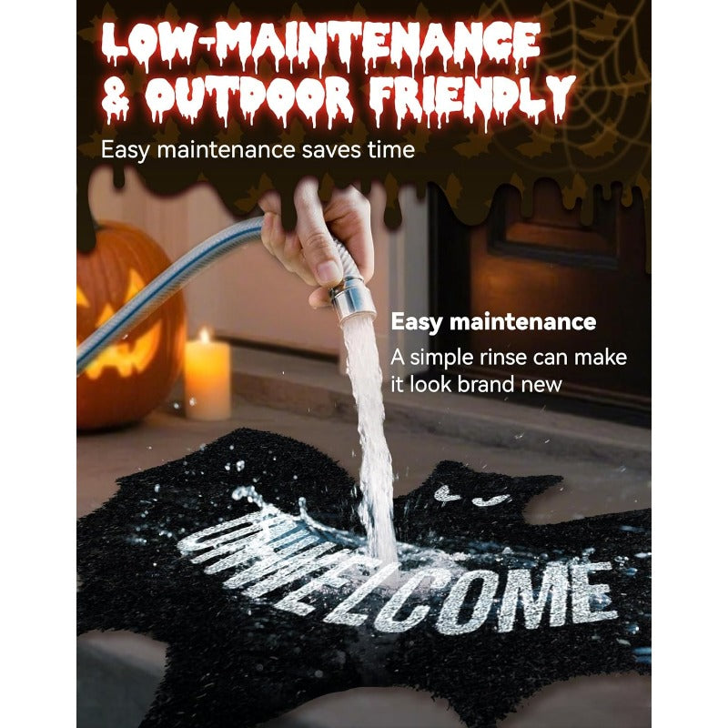 Spooky Halloween Bat Welcome Mat