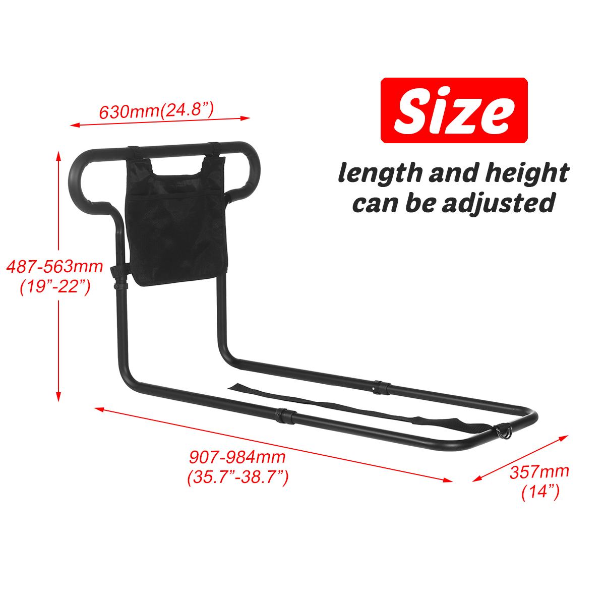 Safe Adult Bed Rail with Storage Pocket