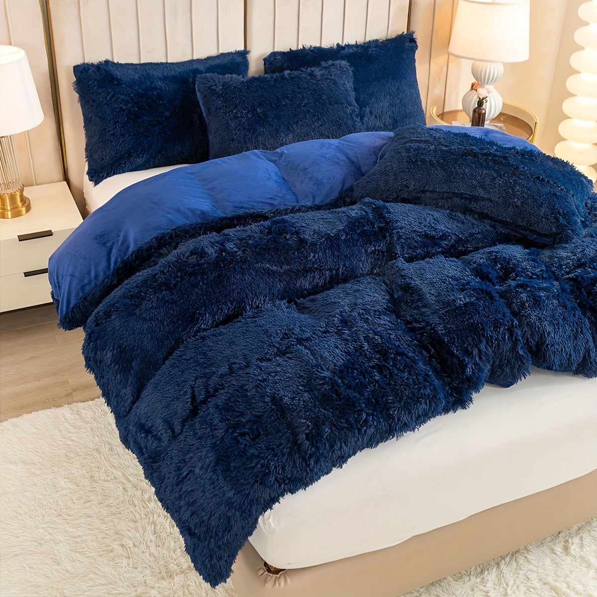 Cozy Fesara Plush Duvet Cover Set with Zipper
