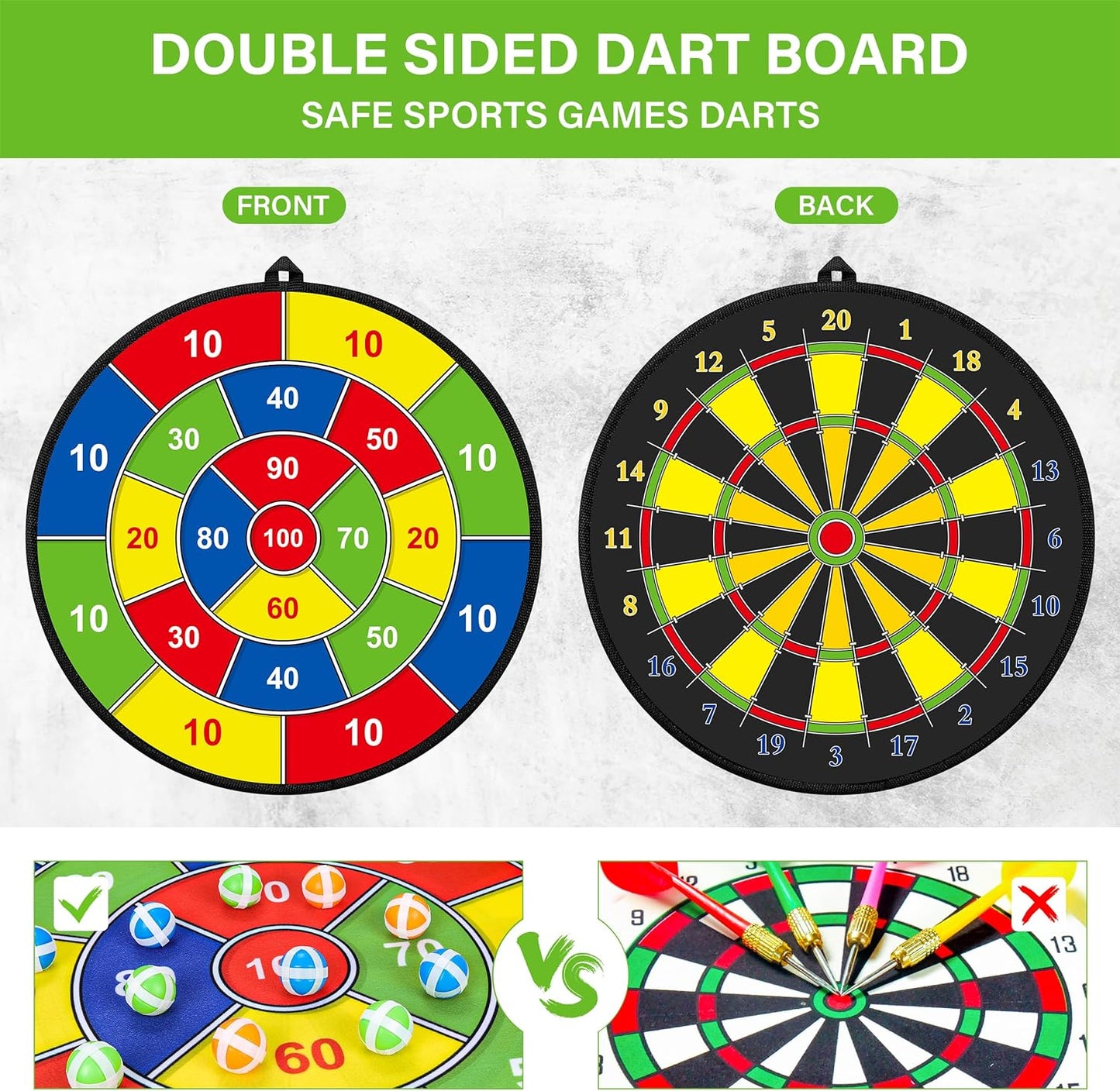 Fun Double Sided Dartboard for Kids and Adults