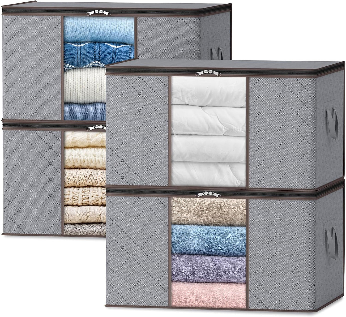 Collapsible Plastic Storage Bins with Lids and Window