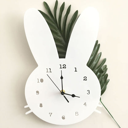 Cute Wooden Rabbit Wall Clock - Fesara