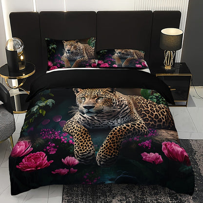 Elegant Floral Animal Print 3pc Bedding Set