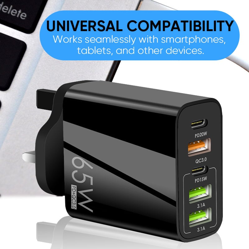 Fast 65W USB Charger Adapter - US Plug