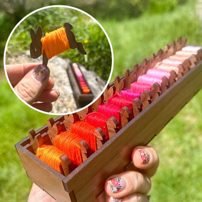 Colorful Wooden Bunny Thread Holder 16pc Set - Fesara