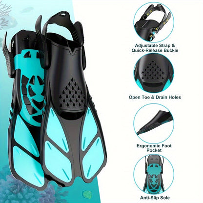 Compact Travel Snorkel Fins with Adjustable Heel