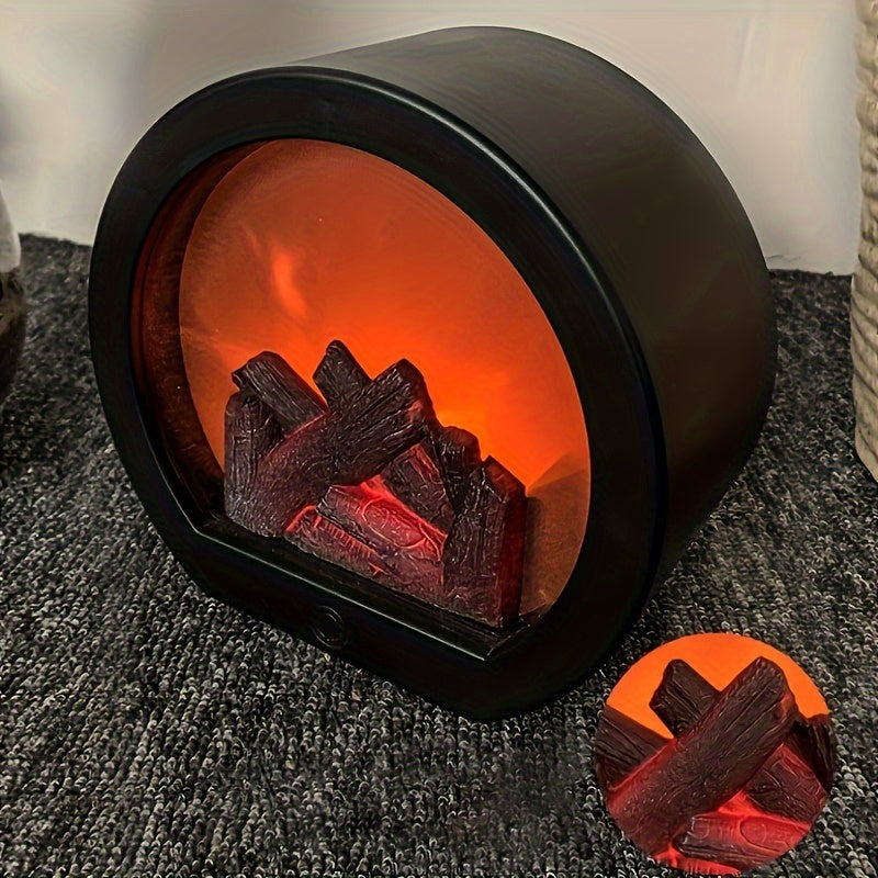 Warm Rectangle Flame Effect Table Lamp