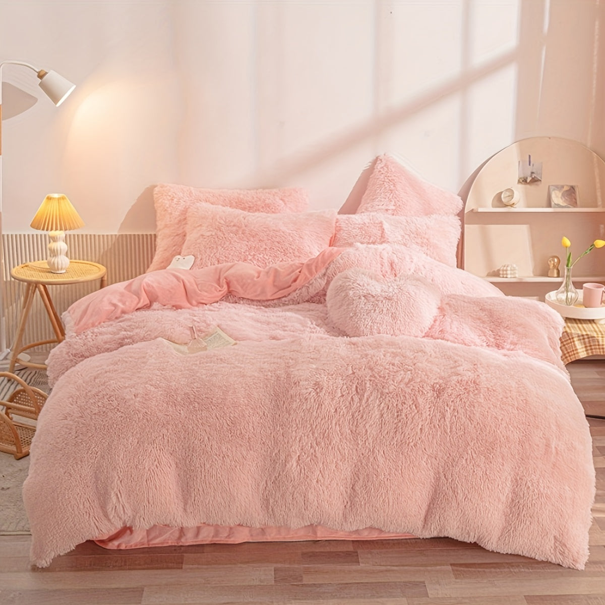Cozy Fesara Plush Duvet Cover Set with Zipper
