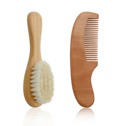 Gentle Baby Hair Brush Set with Wooden Comb