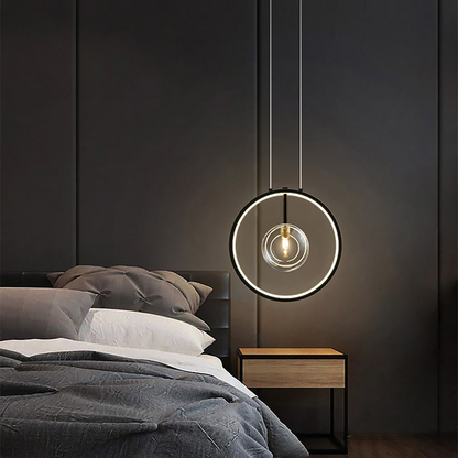 Simple Round Glass Pendant Lamp Black