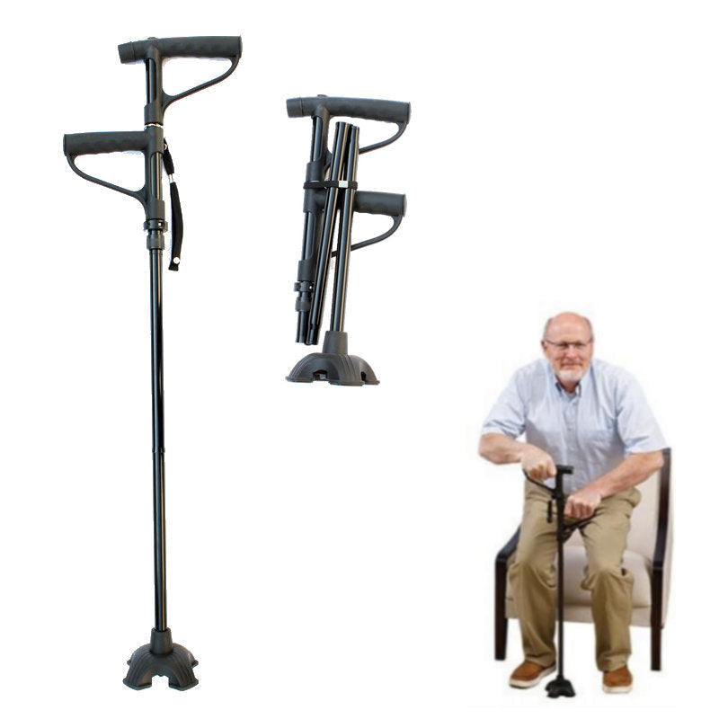Foldable Walking Cane with LED Light and Grip Handle