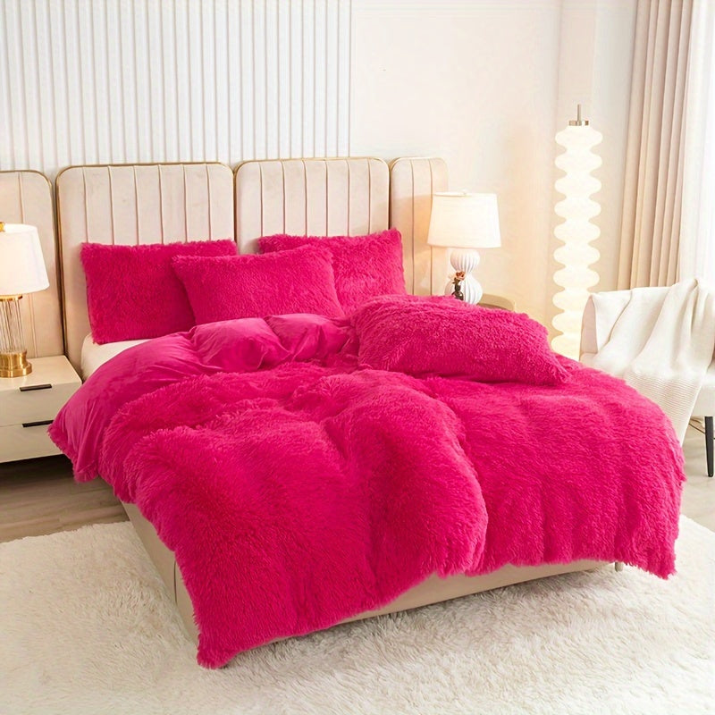 Cozy Fesara Plush Duvet Cover Set with Zipper