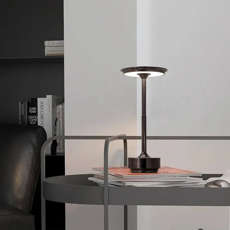 Stylish Gold Metal Desk Lamp with USB Recharge